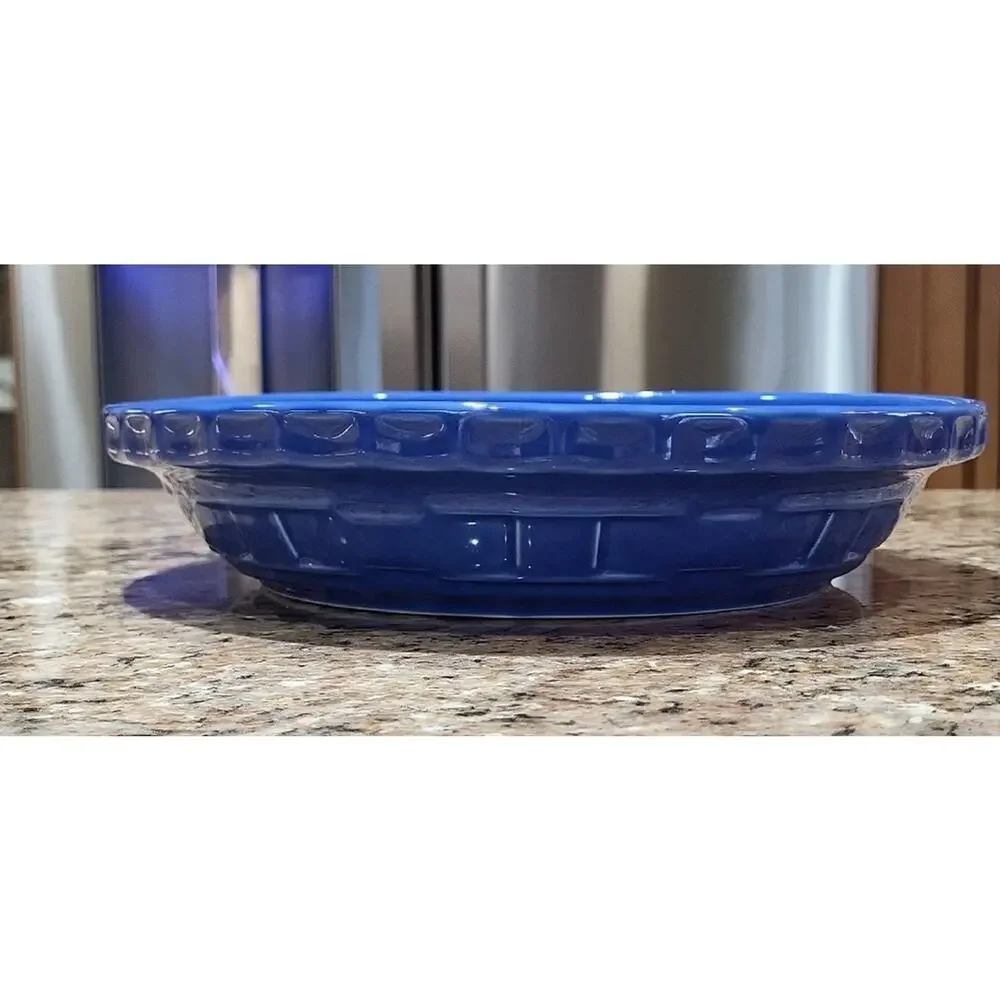 Longaberger Blue Pie Plate Woven Traditions Collectible 10″ Basket-Weave Design